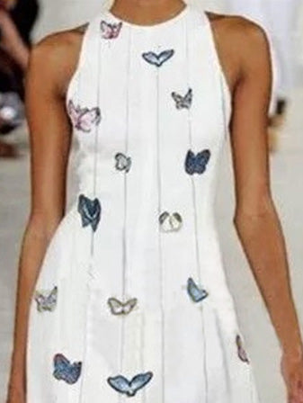 Women's Dresses Halterneck Butterfly Print Sleeveless Dress