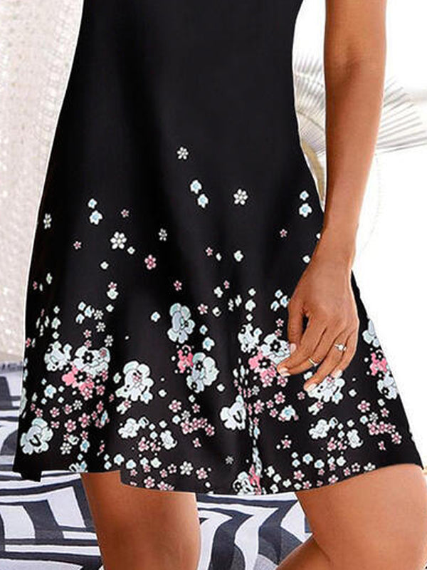 Printed V-neck Women's Sleeveless Dress