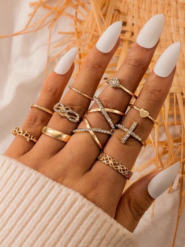 10pcs Rhinestone Decor Ring - INS | Online Fashion Free Shipping Clothing, Dresses, Tops, Shoes