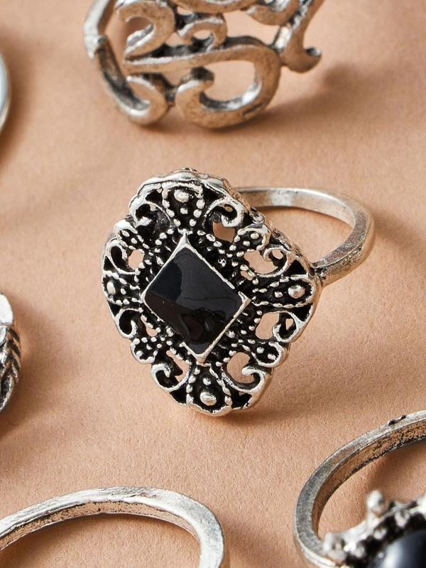 11pcs Skull & Gemstone Decor Ring - INS | Online Fashion Free Shipping Clothing, Dresses, Tops, Shoes