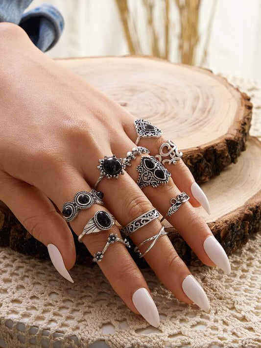 11pcs Skull & Gemstone Decor Ring - INS | Online Fashion Free Shipping Clothing, Dresses, Tops, Shoes