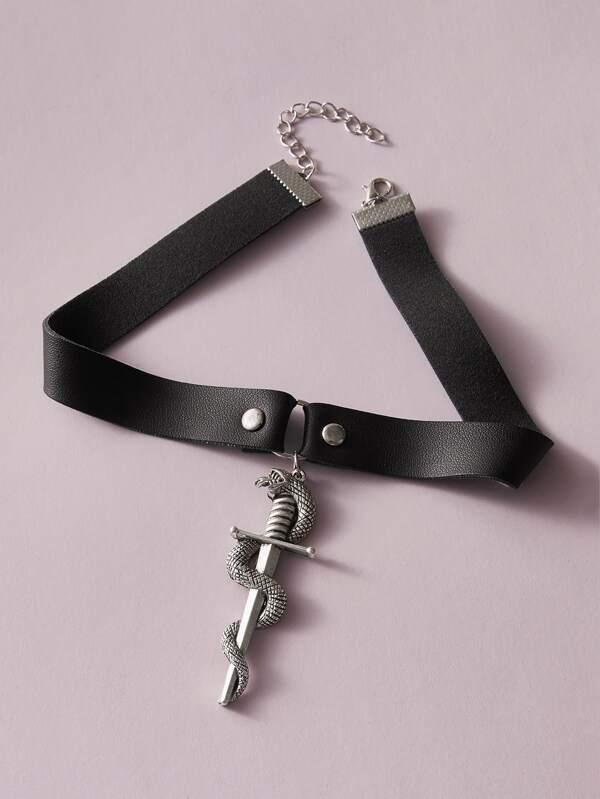 1pc Serpentine Charm PU Choker