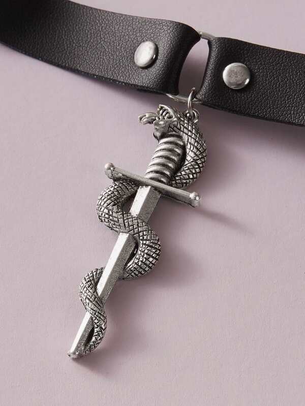 1pc Serpentine Charm PU Choker