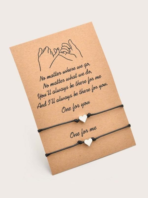 2pcs Heart Decor Bracelet