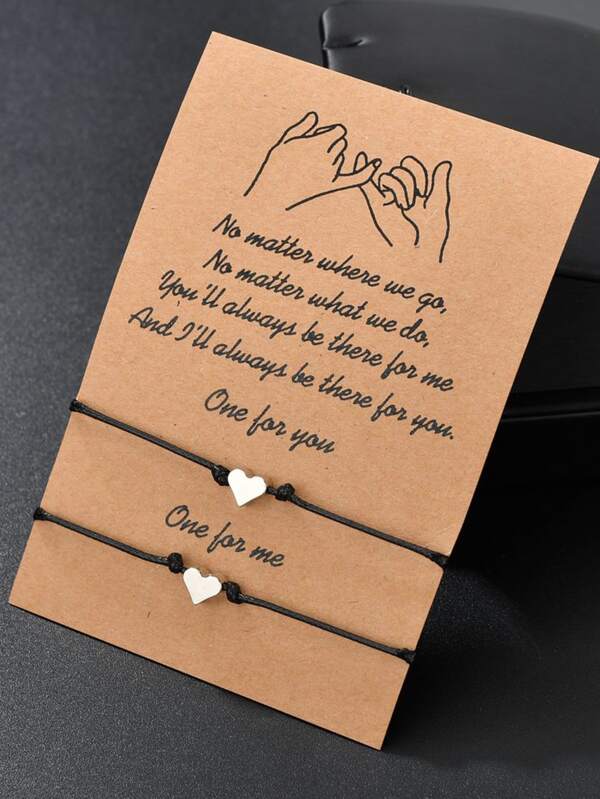 2pcs Heart Decor Bracelet