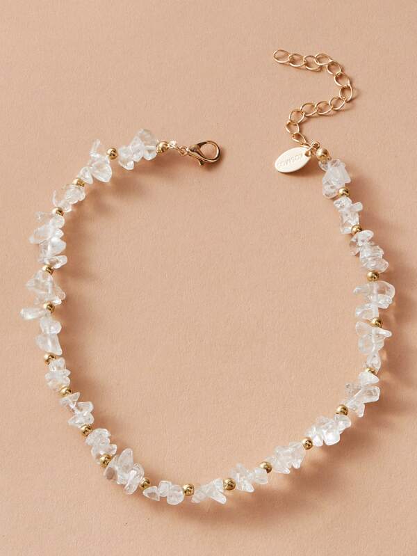 1pc Transparent Stone Decor Necklace