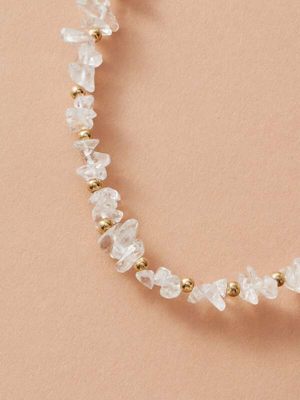 1pc Transparent Stone Decor Necklace
