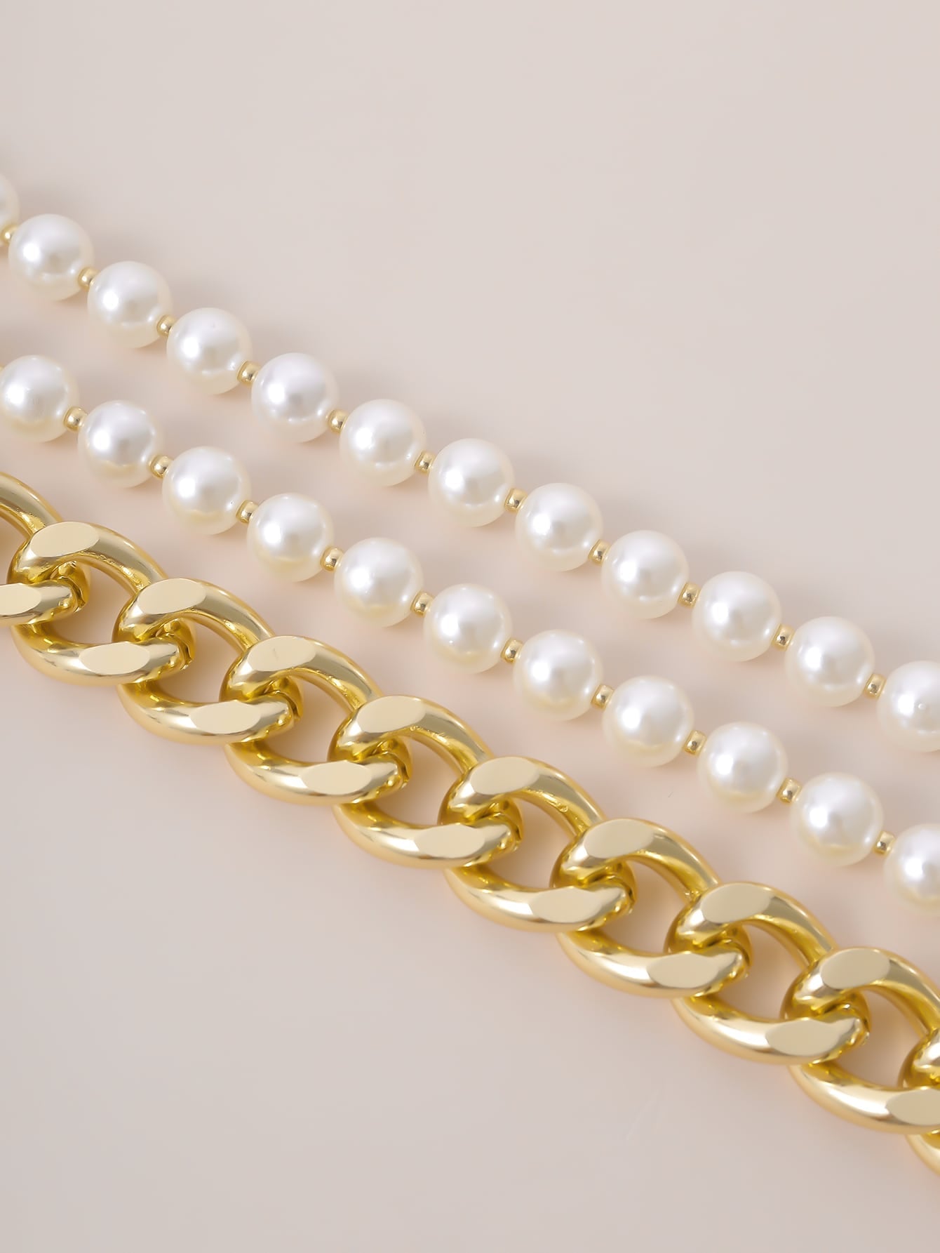 3pcs Faux Pearl Beaded Choker