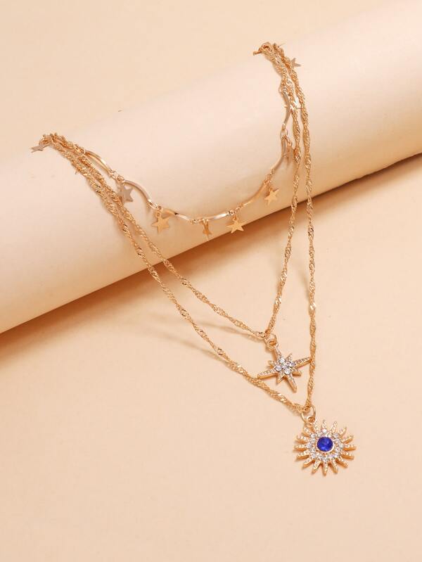 3pcs Star Decor Necklace