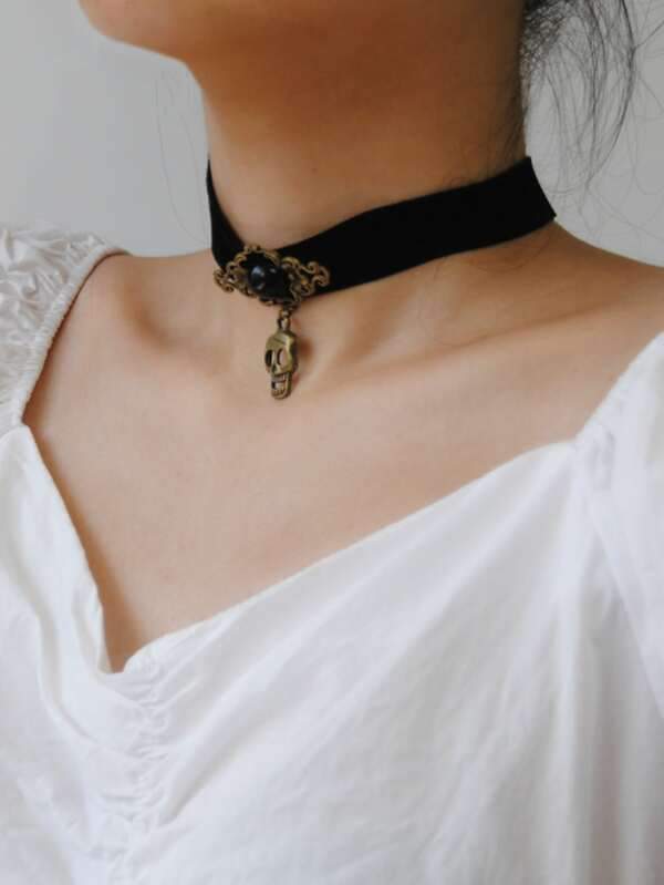 Halloween Skull Charm Choker