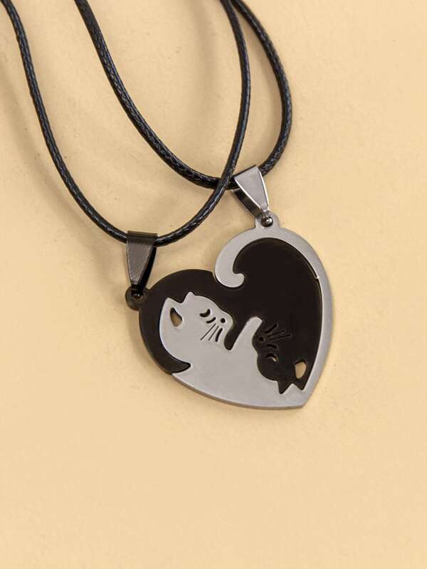 2pcs Cat Charm Necklace
