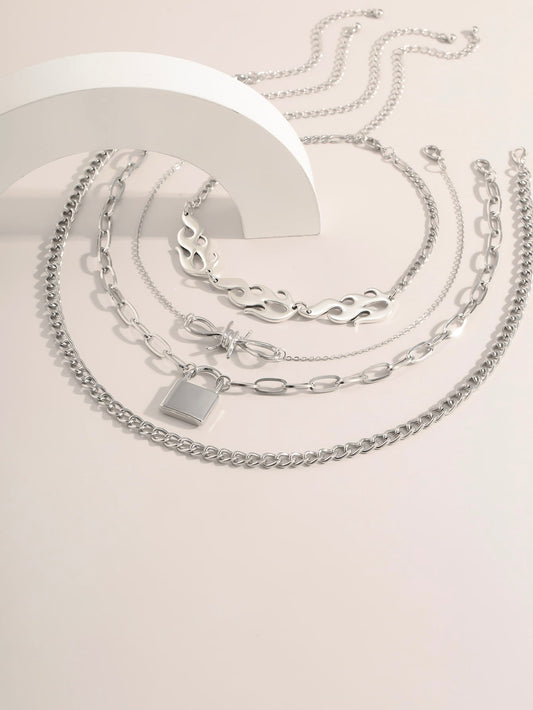 4pcs Flame Decor Necklace