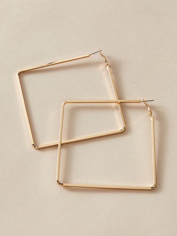 1pair Geometric Hoop Earrings - INS | Online Fashion Free Shipping Clothing, Dresses, Tops, Shoes