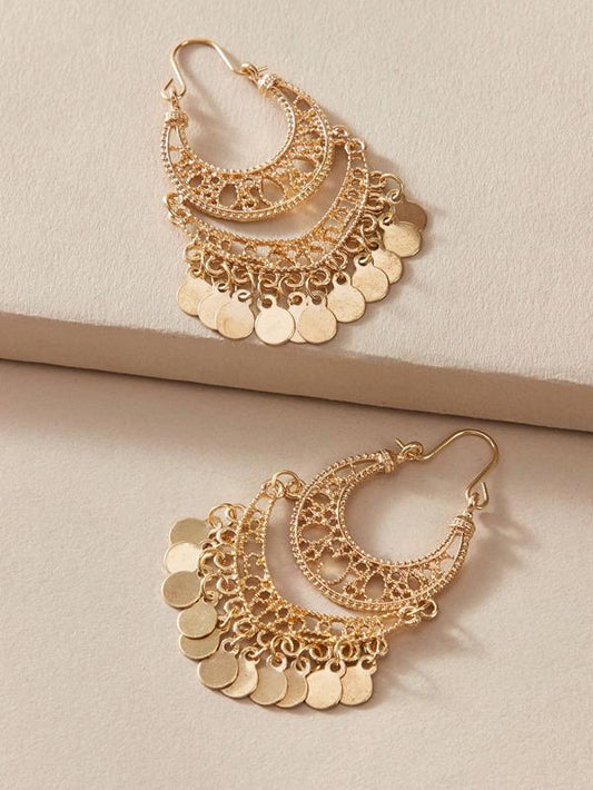1pair Hollow Out Dics Charm Drop Earrings - INS | Online Fashion Free Shipping Clothing, Dresses, Tops, Shoes