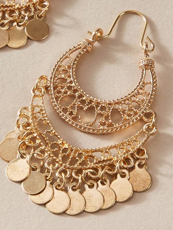 1pair Hollow Out Dics Charm Drop Earrings - INS | Online Fashion Free Shipping Clothing, Dresses, Tops, Shoes
