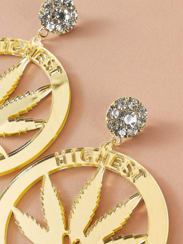 1pair Rhinestone Decor Maple Leaf Drop Earrings - INS | Online Fashion Free Shipping Clothing, Dresses, Tops, Shoes