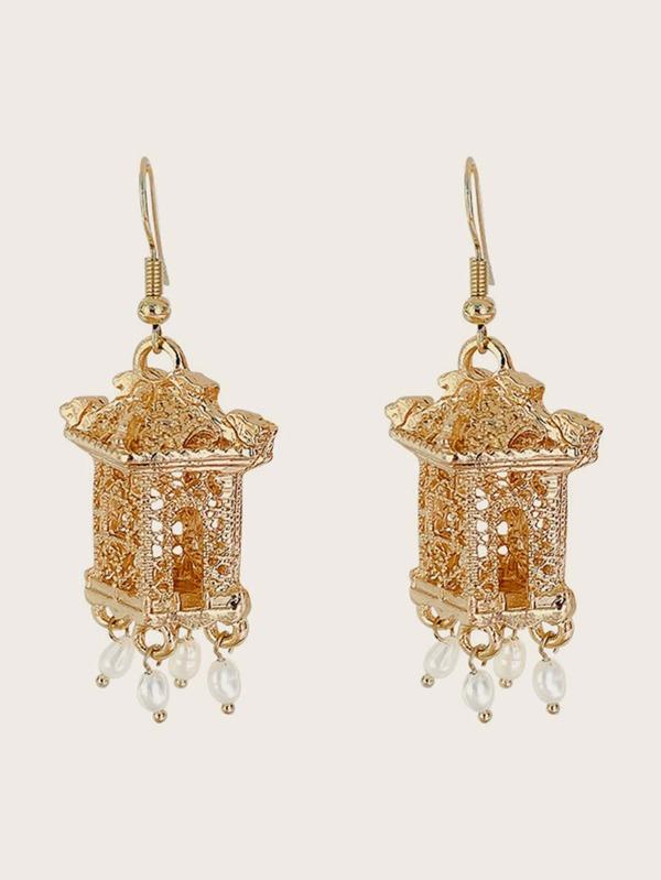 1pair Tower Decor Faux Pearl Tassel Drop Earrings - INS | Online Fashion Free Shipping Clothing, Dresses, Tops, Shoes