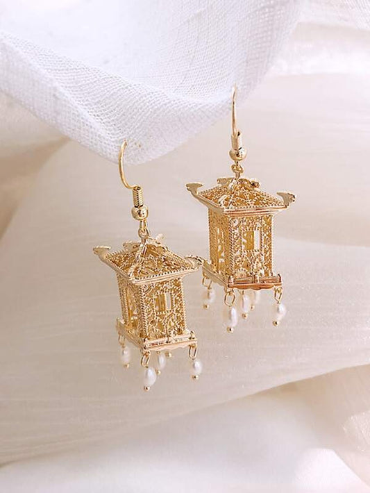 1pair Tower Decor Faux Pearl Tassel Drop Earrings - INS | Online Fashion Free Shipping Clothing, Dresses, Tops, Shoes