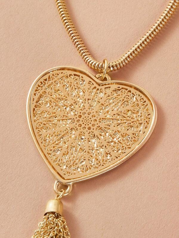 1pc Heart & Tassel Charm Necklace - INS | Online Fashion Free Shipping Clothing, Dresses, Tops, Shoes
