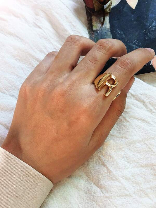 1pc Letter Decor Cuff Ring - INS | Online Fashion Free Shipping Clothing, Dresses, Tops, Shoes
