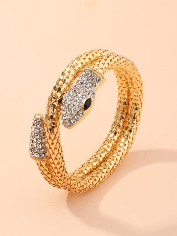 1pc Rhinestone Decor Serpentine Bangle - INS | Online Fashion Free Shipping Clothing, Dresses, Tops, Shoes