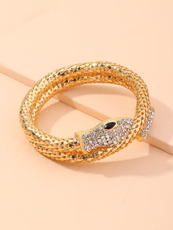 1pc Rhinestone Decor Serpentine Bangle - INS | Online Fashion Free Shipping Clothing, Dresses, Tops, Shoes
