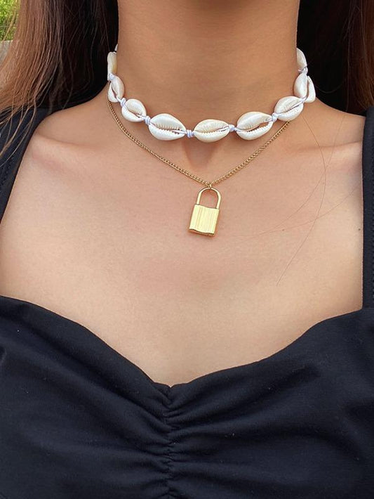 2pcs Lock Charm Necklace - INS | Online Fashion Free Shipping Clothing, Dresses, Tops, Shoes