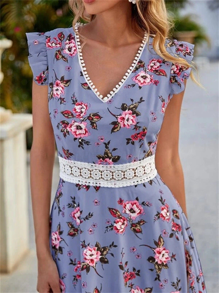 Women's Dresses Floral Print V-Neck Sleeveless Dress