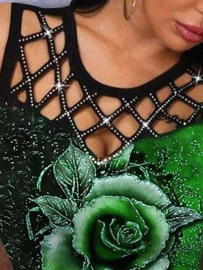 3D Rose Hollow Crew Neck Tank Top - Tanks - INS | Online Fashion Free Shipping Clothing, Dresses, Tops, Shoes - 03/06/2021 - Category_Tanks - Color_Blue