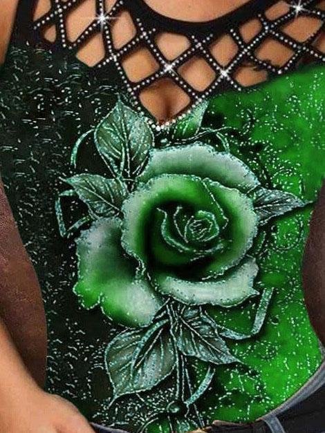 3D Rose Hollow Crew Neck Tank Top - Tanks - INS | Online Fashion Free Shipping Clothing, Dresses, Tops, Shoes - 03/06/2021 - Category_Tanks - Color_Blue