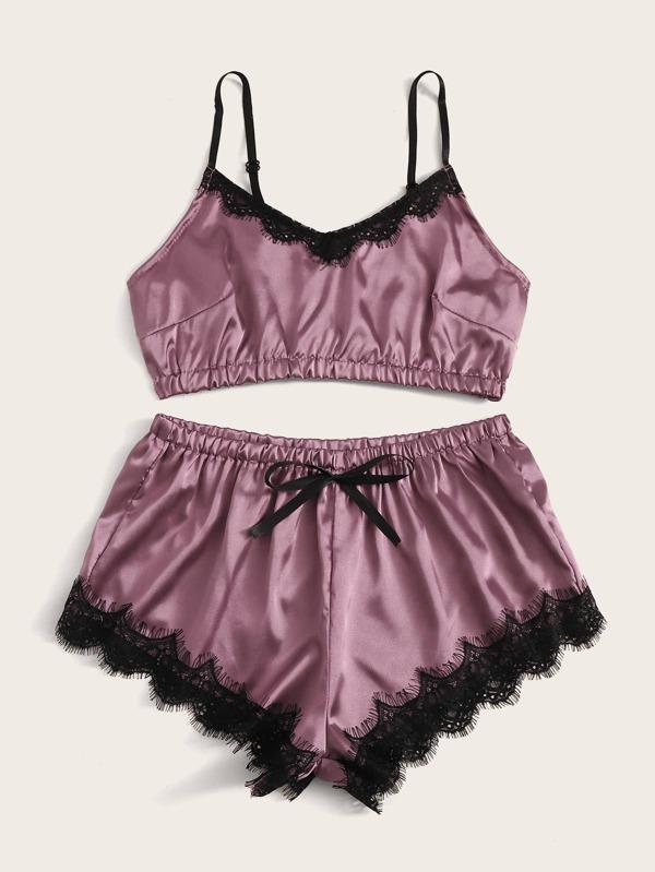 3pack Contrast Lace Satin Lingerie Set - INS | Online Fashion Free Shipping Clothing, Dresses, Tops, Shoes