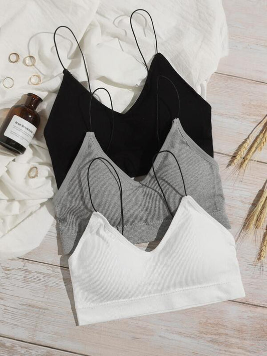 3pack Rib Spaghetti Strap Bra Set - INS | Online Fashion Free Shipping Clothing, Dresses, Tops, Shoes