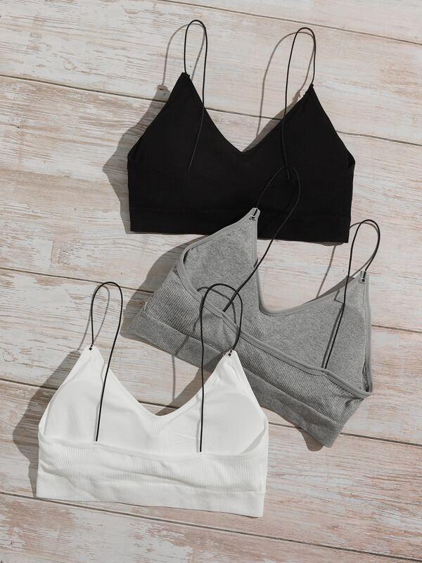 3pack Rib Spaghetti Strap Bra Set - INS | Online Fashion Free Shipping Clothing, Dresses, Tops, Shoes