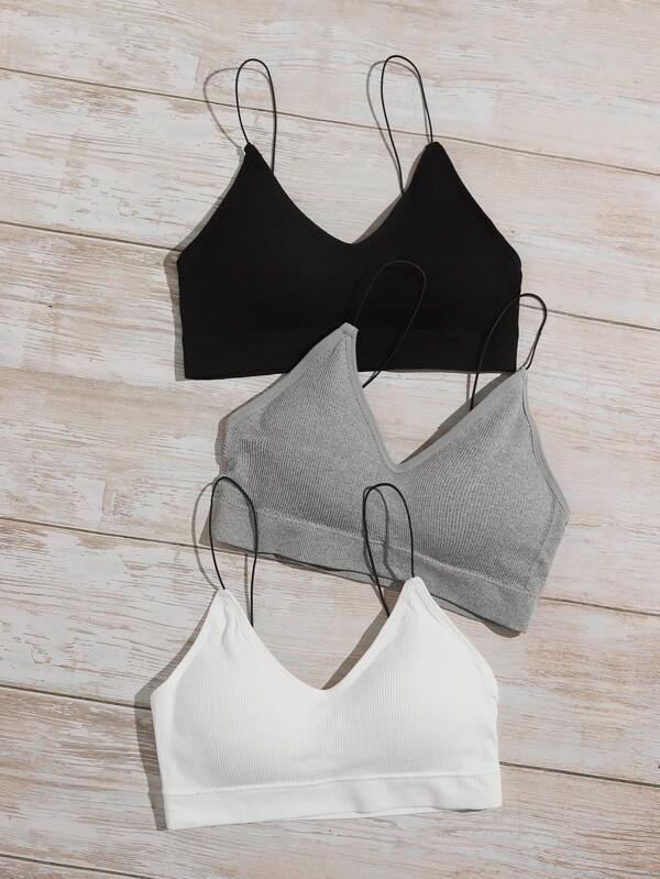 3pack Rib Spaghetti Strap Bra Set - INS | Online Fashion Free Shipping Clothing, Dresses, Tops, Shoes