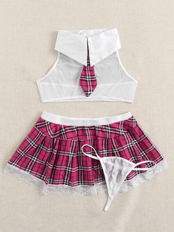 3pack Tartan Uniform Sexy Set With Thong - INS | Online Fashion Free Shipping Clothing, Dresses, Tops, Shoes