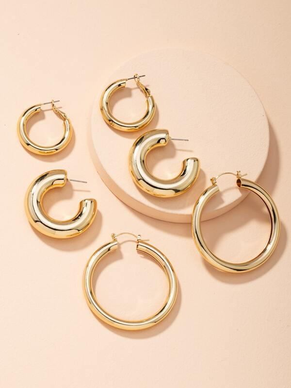 3pairs Chunky Hoop Earrings - INS | Online Fashion Free Shipping Clothing, Dresses, Tops, Shoes