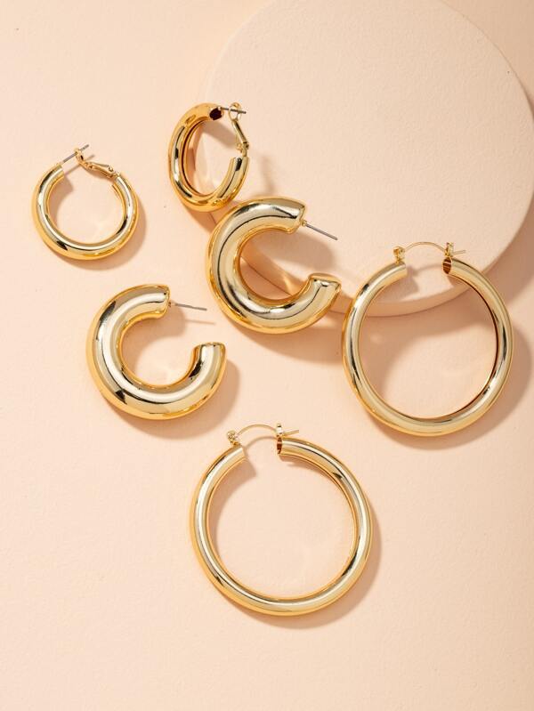 3pairs Chunky Hoop Earrings - INS | Online Fashion Free Shipping Clothing, Dresses, Tops, Shoes
