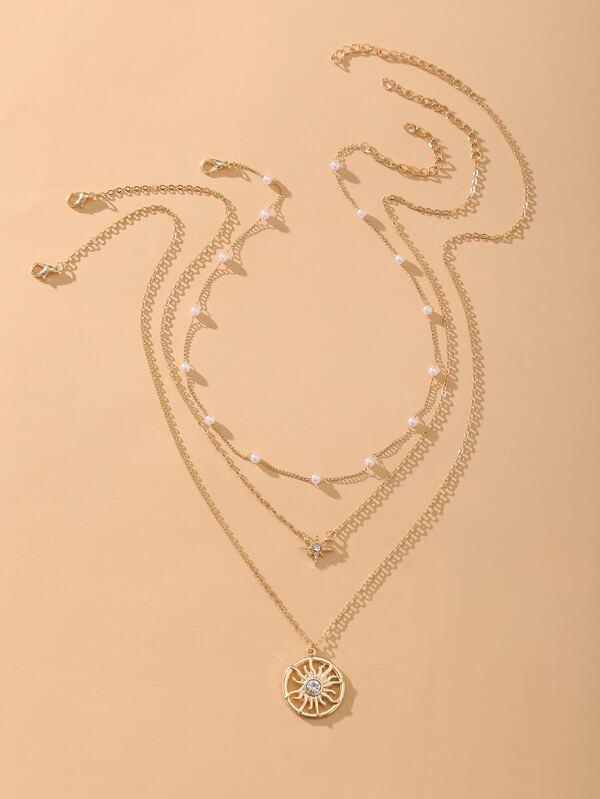 3pcs Sun Charm Necklace - INS | Online Fashion Free Shipping Clothing, Dresses, Tops, Shoes