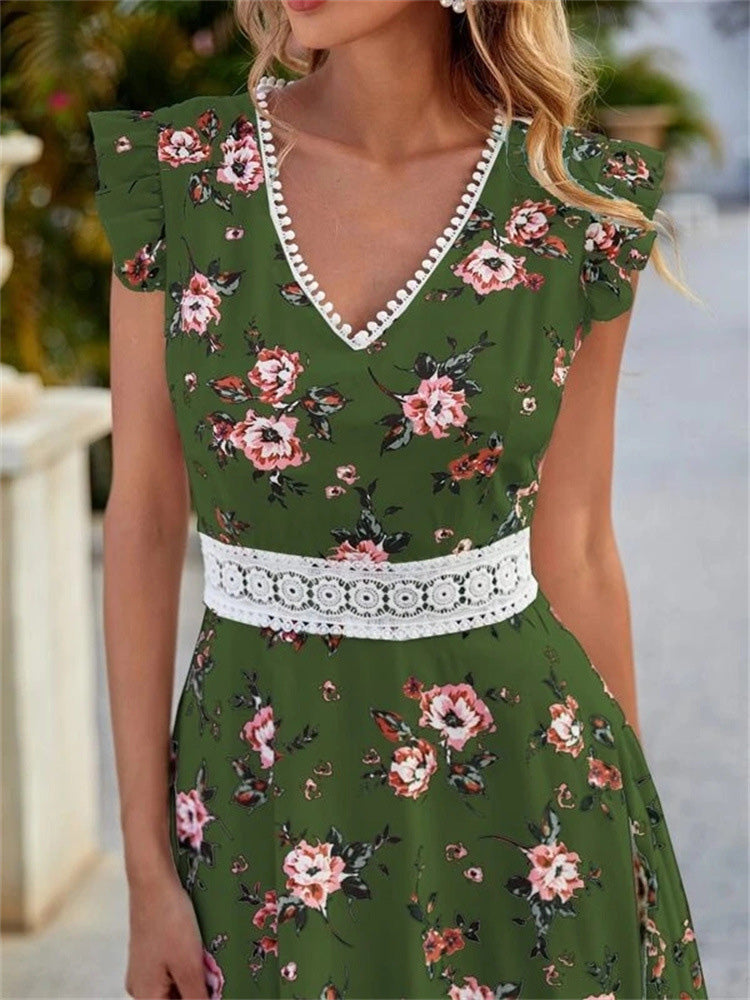 Women's Dresses Floral Print V-Neck Sleeveless Dress