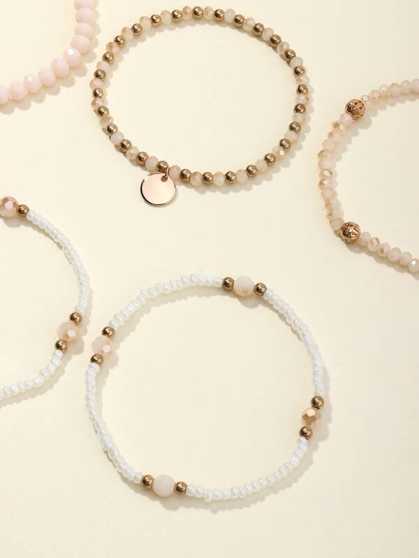 5pcs Disc Charm Beaded Bracelet - INS | Online Fashion Free Shipping Clothing, Dresses, Tops, Shoes