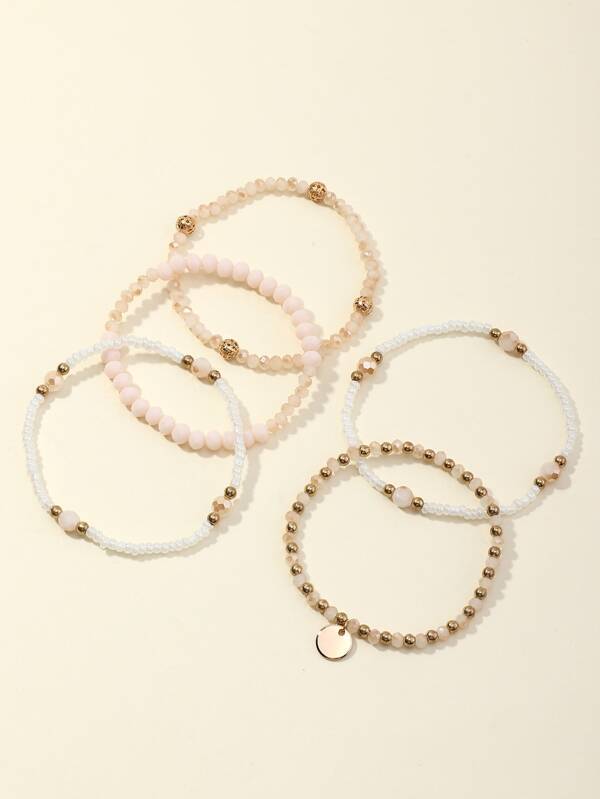 5pcs Disc Charm Beaded Bracelet - INS | Online Fashion Free Shipping Clothing, Dresses, Tops, Shoes
