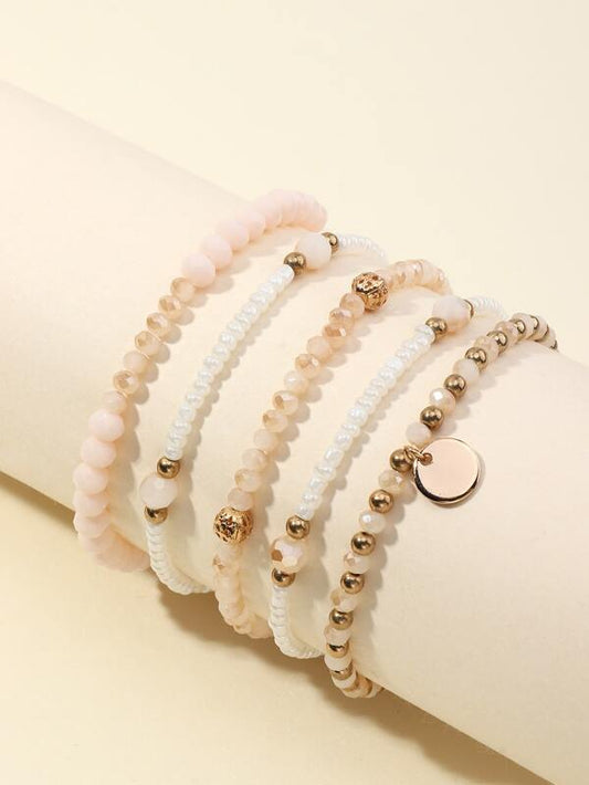 5pcs Disc Charm Beaded Bracelet - INS | Online Fashion Free Shipping Clothing, Dresses, Tops, Shoes