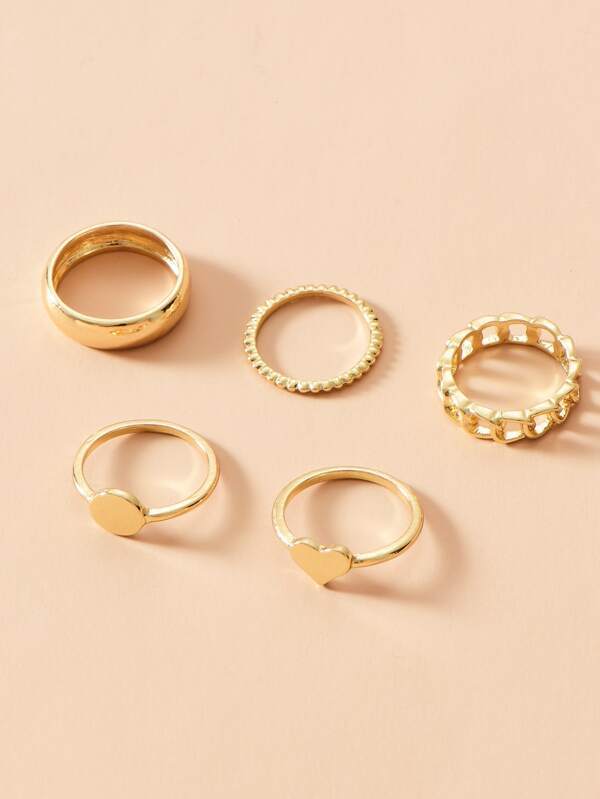 5pcs Heart Decor Ring - INS | Online Fashion Free Shipping Clothing, Dresses, Tops, Shoes