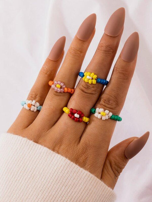 5pcs Simple Beaded Ring - INS | Online Fashion Free Shipping Clothing, Dresses, Tops, Shoes