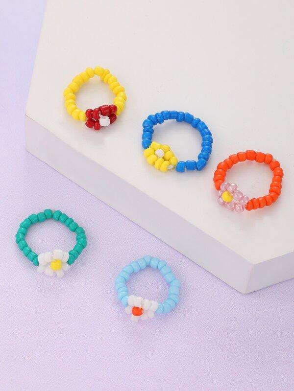 5pcs Simple Beaded Ring - INS | Online Fashion Free Shipping Clothing, Dresses, Tops, Shoes