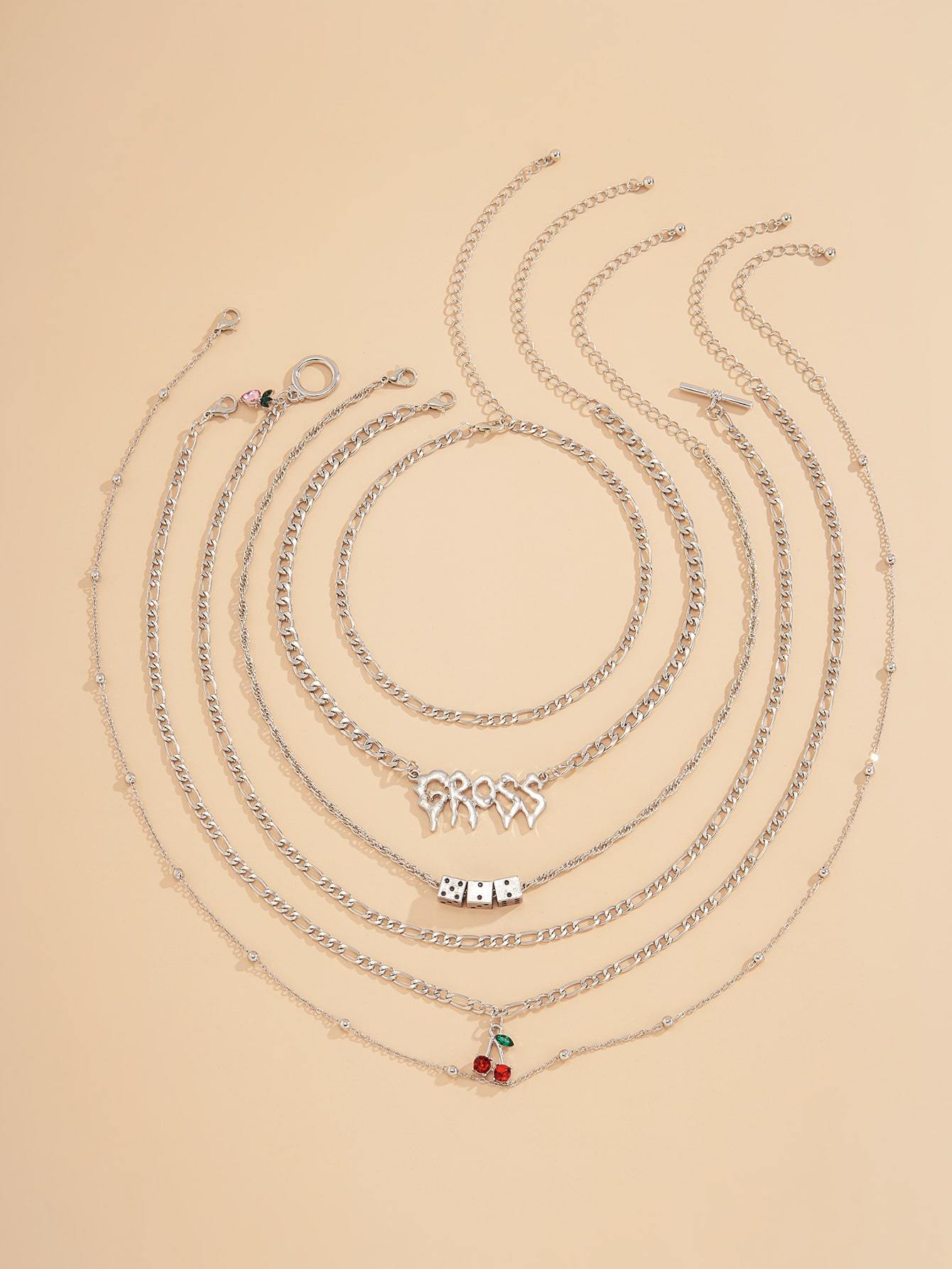 6pcs Rhinestone Fruit Decor Necklace - INS | Online Fashion Free Shipping Clothing, Dresses, Tops, Shoes