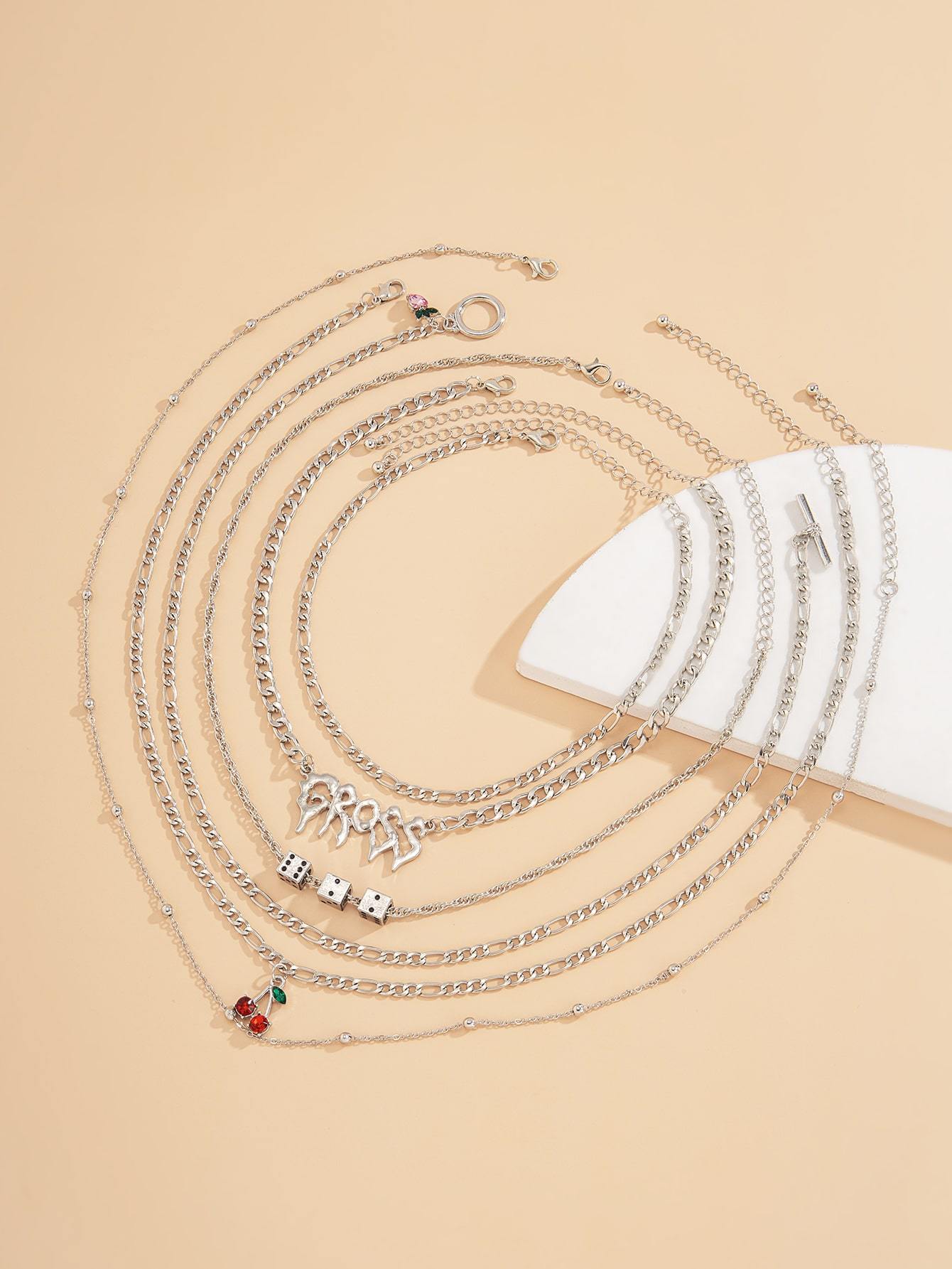 6pcs Rhinestone Fruit Decor Necklace - INS | Online Fashion Free Shipping Clothing, Dresses, Tops, Shoes