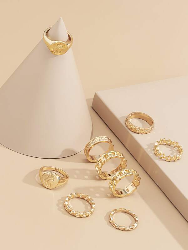 9pcs Star Decor Ring - INS | Online Fashion Free Shipping Clothing, Dresses, Tops, Shoes