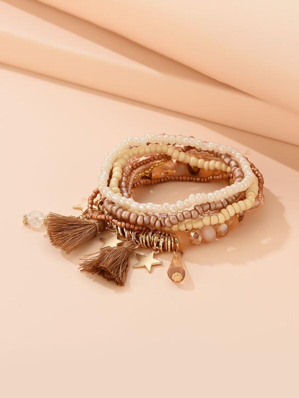 9pcs Tassel Charm Beaded Bracelet - INS | Online Fashion Free Shipping Clothing, Dresses, Tops, Shoes