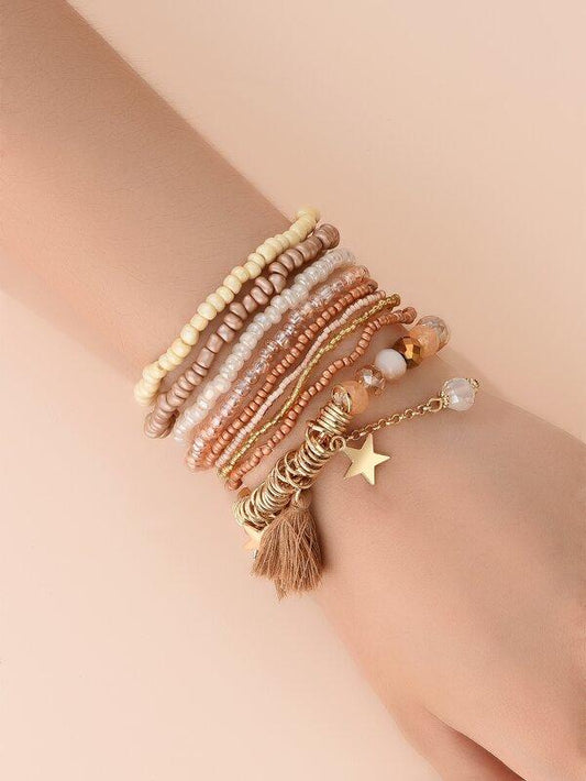 9pcs Tassel Charm Beaded Bracelet - INS | Online Fashion Free Shipping Clothing, Dresses, Tops, Shoes